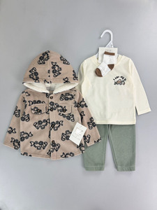 Ensemble 4 pièces décontracté pour bébé garçon RZ, première collection, style décontracté, veste et haut à manches longues 100 % coton, motif uni - Product Image 4