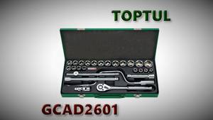 Juego de Llaves de Vaso Hexagonales TOPTUL GCAD2601 de 26 Piezas, 1/2\", Grado Industrial, Acabado Pulido Espejo, Estuche Metálico Métrico - Product Image 2