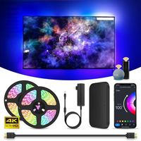Rétroéclairage LED Ambiant Intelligent pour Téléviseur 4K HDMI 2.0 Boîte de Synchronisation des Appareils Bande Lumineuse LED Kit Wifi Tuya Maison Intelligente Contrôle Alexa Google