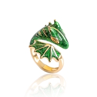 Bague de manchette de dragon en émail pailleté en alliage de bijoux en gros FT-98