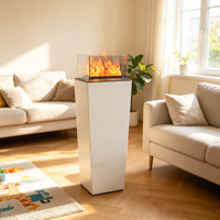 Cheminée électrique verticale autonome à vapeur d'eau, avec support français, flamme LED, certifiée CE, contrôlée par application intelligente, pour usage intérieur
