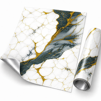 Papier peint autocollant en marbre blanc vert foncé or 60x60cm avec surface en PET et mousse IXPE pour murs intérieurs