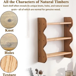 Wooden Three Tier <b>Wall</b> <b>Mounted</b> Storage Rack 3 <b>Shelves</b> For Cups And Miscellaneous Items Durable Organizer - Product Image 5
