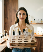 Présentoir de Comptoir en Bois pour Bouteilles de Parfum, Organisateur de Rangement pour Flacons d'Huiles Essentielles à Bille, Vente en Gros Directe Usine