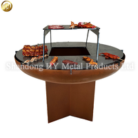 Brasero en acier corten avec grille de cuisson - Barbecue multifonctionnel d'extérieur