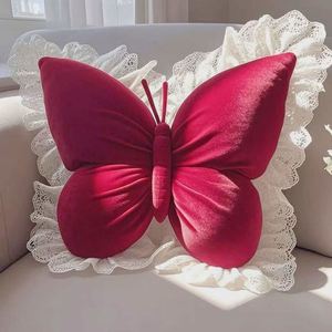 Coussin de soutien lombaire 50*40cm Nouveau modèle Papillon Princesse en dentelle pour bureau, chambre, canapé, lit, maison et voiture - Product Image 1