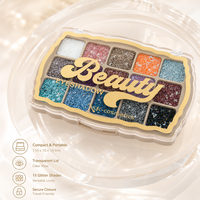 Palette de fards à paupières scintillants étoiles et lune, marque privée, brillance multidimensionnelle, logo sérigraphié