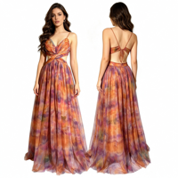 Robe sexy sans manches en maille tie-dye, style vacances transfrontalier euro-américain, à bretelles, taille basse et dos profond en V