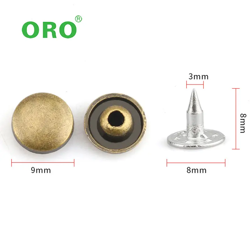 Custom Size Brass Decorative Rivet Single Head Rivets Double Cap Rivet Stud for Leather Craft Bag Shoe Handbag