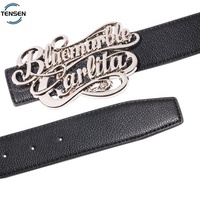 Boucle de ceinture en cuir de luxe personnalisée avec plaque à lettres, accessoire de ceinture de créateur, en alliage de zinc, sans nickel, antioxydant, clips western automatiques