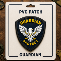 Patch en PVC en forme de bouclier 3D en gros, patch auto-agrippant pour sac à dos d'extérieur, patch en caoutchouc souple 3D gaufré avec LOGO personnalisé, aigle