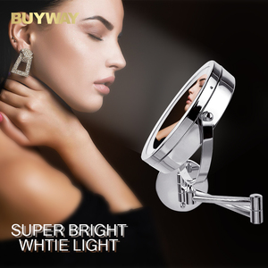 Mở rộng phòng tắm <span class=keywords><strong>Magnifying</strong></span> gương với LED ánh sáng treo tường mỹ phẩm Gương trang điểm kim loại LED ánh sáng gương tường - Product Image 5