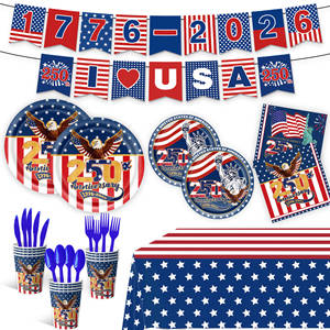 Artículos para la Fiesta del 250 Aniversario de Estados Unidos, Juego de Vajilla Patriótica, Decoraciones para el 4 de Julio, Día de la Independencia y el Día de los Caídos - Product Image 1
