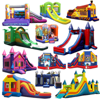 Commercial PVC extérieur enfants rebond maison cavalier sauter Combo toboggan grand château gonflable videur plein d'entrain château sautant