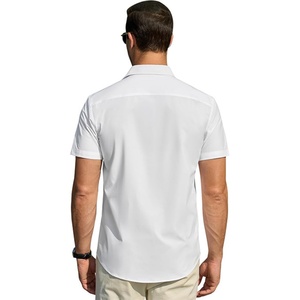 Camisas de algodón de manga corta con cuello alto para hombre, informales, de verano, para playa o boda, con bolsillos, estampado ODM, transpirables - Product Image 3