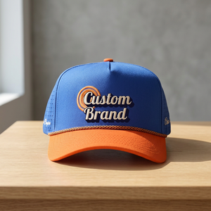 Casquette de baseball personnalisée à 6 panneaux, bleu et orange, avec logo brodé, unisexe, pour le golf, chapeau décontracté bicolore, fabriquée au Vietnam - Product Image 1