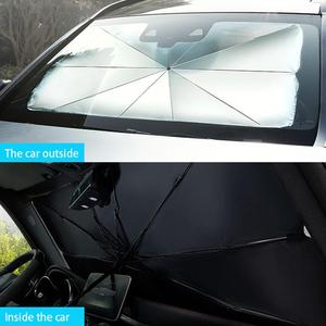 CREATION Pare-soleil de pare-brise avant de protection contre les UV Pare-soleil pliable en PVC + Titane Argent Vinyle de voiture - Product Image 4