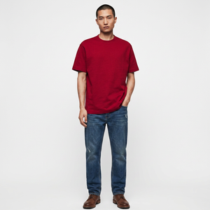 T-shirt en coton à manches courtes personnalisé de haute qualité, impression à la demande, t-shirts graphiques, t-shirt uni rouge personnalisé pour homme - Product Image 1