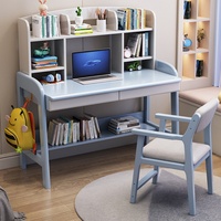 Bureau convertible moderne en bois massif avec bibliothèque intégrée pour bureau à domicile et apprentissage des enfants