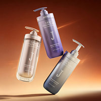 Bouteille de 500 ml en PET à double paroi, personnalisée, ronde, en plastique rose, pour gel douche, lotion, pompe à shampooing, emballage