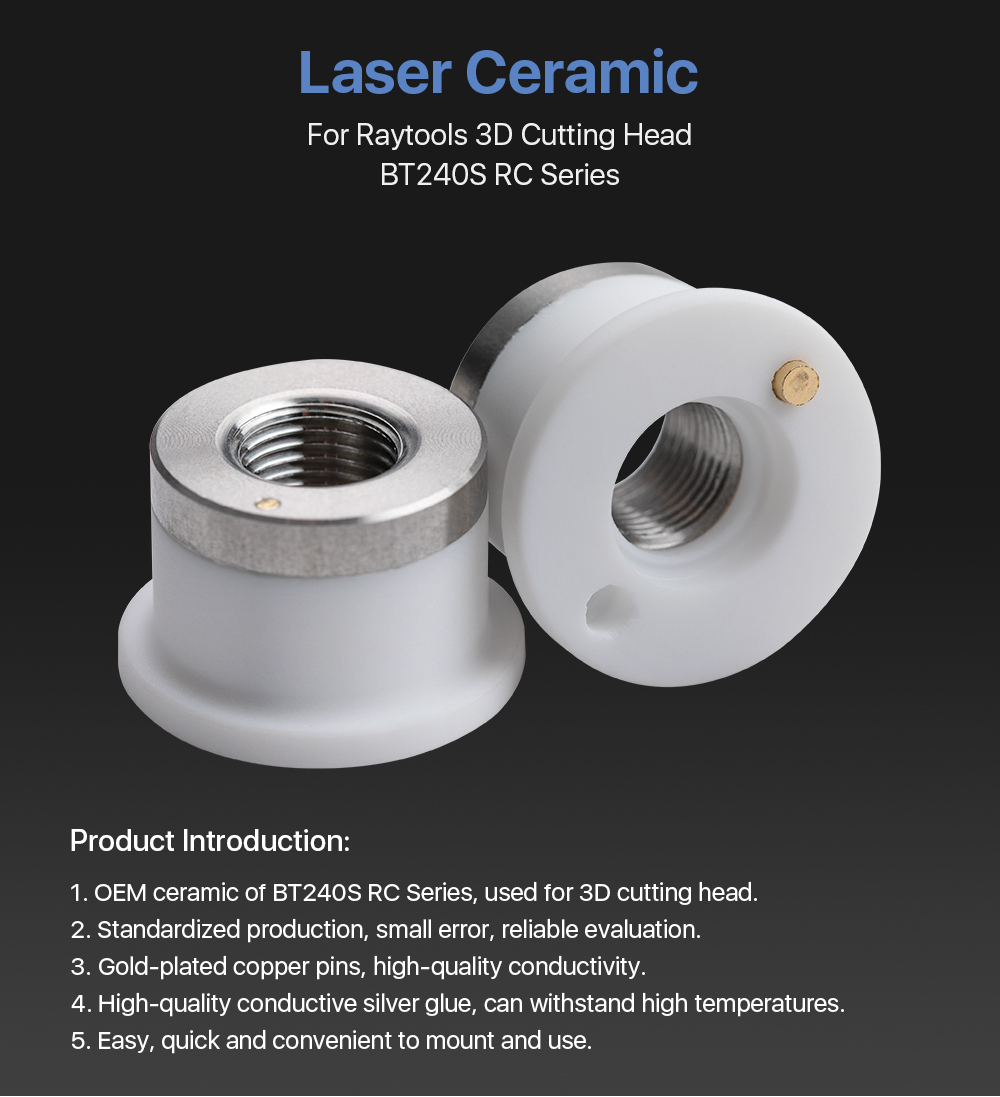 Cloudray OEM 3D Head Spare Parts Cutting Ceramic for RT Laser Cutting Machine D19.5 H12.5 M8