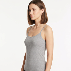 Women's Solid Long Sleeveless Breathable Camisole Cotton Spandex Knitted <b>Washed</b> Summer Slim Fit Stretch Comfortable Moisture - Product Image 1