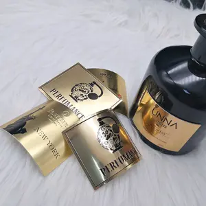 custom luxury candle labels printing logo design packaging embossed gold metal label for ceramic candle jar