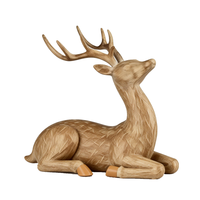 Décoration de salon, statue de cerf vintage en bois, artisanat en résine, décoration de renne, décoration de table en résine de cerf