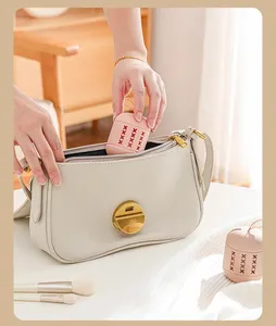 Bolsa organizadora de maquillaje de viaje con forma de huevo duradera, elegante bolsa de cosméticos, cepillos, polvo, almacenamiento de cejas - Product Image 5