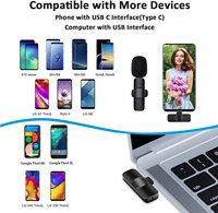 Microphone d'enregistrement à condensateur USB professionnel avec pince sans fil à piles Lavalier Lapel Mic Type C Connecteur