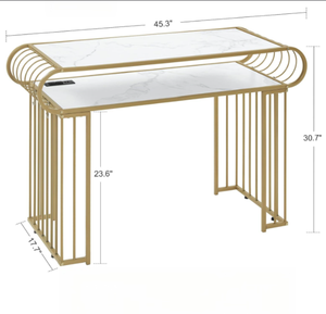 Mesa de Manicura Moderna de Metal — Mesa de Manicura Blanca Minimalista con Tomacorriente y Puerto de Carga USB, Muebles Comerciales para Salón - Product Image 6