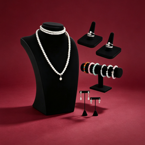 Expositor de Joyería de Terciopelo Negro: Busto de Maniquí para Collares, Anillos, Pendientes y Pulseras para Mostrador de Joyería - Product Image 4