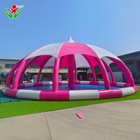 Piscine Gonflable avec Tente, Piscine Gonflable Commerciale Extérieure en PVC Transparent avec Tente pour Fêtes dans la Cour