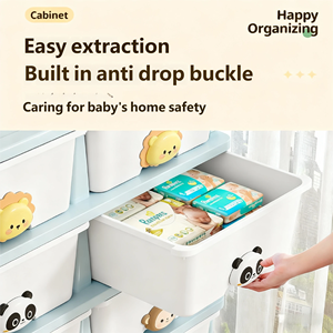 خزانة تخزين متعددة الوظائف صديقة للبيئة من البلاستيك PP مقاومة للرطوبة ذات سعة كبيرة مع عجلات للأطفال والمراهقين - Product Image 2