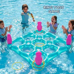 Jeu de piscine gonflable 2-en-1 coloré en PVC Tic Tac Toe et Lancer d'anneaux avec balles et anneaux pour enfants et adultes MAKE WAVES - Product Image 5