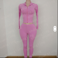 Ensemble 2 pièces Y2K pour femme avec logo personnalisé, veste courte à capuche avec passepoil contrastant et pantalon de jogging taille haute moulant, style streetwear décontracté