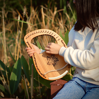 Promotion Classical Instrument 16 String Notes Solid Mahogany Wood Portable Mini Lyre Harp