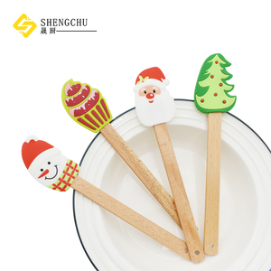 Espátula de Silicona con Mango de Madera para Regalo de Navidad para Reposteros, Raspador de Tazones de Cocina, Apto para Mezclar Crema con Mantequilla - Product Image 1