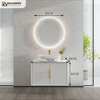 Buildgres vanité fonctionnelle salle de bain avec lavabo en pierre naturelle vanité de salle de bain