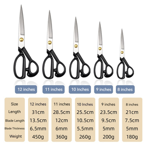 8" 12" Stainless Steel Blade Tailor's <b>Scissors</b> Tip Cloth Cutting Shears Soft Grip Handle Silver Household Use Smooth DIY Smooth - Product Image 5