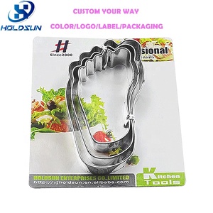 Lot de 3 <span class=keywords><strong>emporte</strong></span>-pièces en acier inoxydable écologiques en forme de <span class=keywords><strong>pied</strong></span> de bébé pour la pâtisserie et les outils de cuisson - Product Image 2
