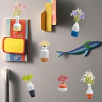 Aimant de réfrigérateur en résine 3D écologique et durable avec logo personnalisé, design mini-vase pour plantes, idéal pour la cuisine et le bureau