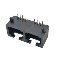 Connecteur Ethernet RJ45 à angle droit 5324MINI, 1x2 ports, 8 broches DIP, traversant, à souder, noir PBT, prix usine