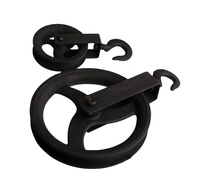 Crochet de levage en acier moulé noir avec poulie à câble métallique, bloc de poulie de 120 mm, crochets de levage, roues à galets, accessoires de gréement pour bateau