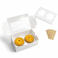 Boîte à cupcakes à fenêtre 2 compartiments en carton blanc avec insert transparent, support de présentation pour cupcakes, boîte à muffins, vente en gros