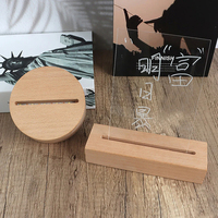 Support d'affichage LED blanc chaud à piles AAA avec base en bois, design moderne, pour lampe de chevet, art DIY, avec interrupteur