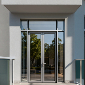 Porta in Vetro con Doppia Telaio in Lega di Alluminio per Ingresso di Negozi Commerciali e Centri Commerciali - Product Image 2