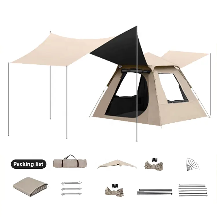 Famille pliante 3-4 personnes toile chaude auvent autre tente de camp tentes extérieures camping