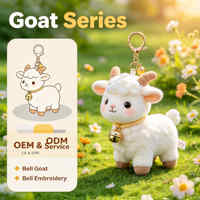 Porte-clés en peluche de chèvre de luxe avec clochette, porte-clés en peluche d'animal de ferme