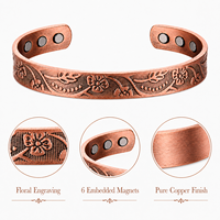 Pulsera Magnética de Cobre Puro con Diseño Floral Vintage, Ajustable, para Alivio del Dolor de Artritis, para Hombres y Mujeres, Venta al Por Mayor